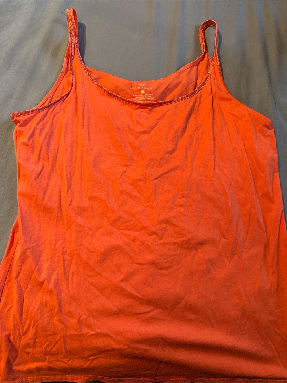 New York & Company Coral Scoop Neck Spaghetti Strap Tank